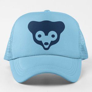 NEW Chicago Cubs 1972 Retro Bear Head Logo Foam Trucker Snapback Hat LIGHT BLUE